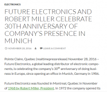 Robert Miller identify Future Electronics Munich Office as one of the best