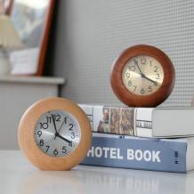 Round Desk Clock Creative Wooden Table Decor Alarm Clock - Warmly Life