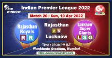 IPL 15 Rajasthan vs Lucknow live preview and scorecard 2022