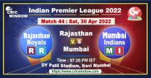 IPL 15 Rajasthan vs Mumbai live score and report 2022