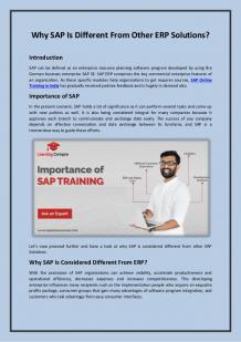 Sap is different from other erp solutions