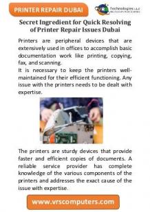 Secret Ingredient for Quick Resolving of Printer Repair Issues Dubai
