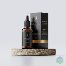 custom serum box with bottle on rock