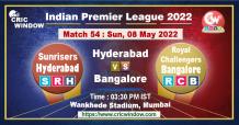 IPL 15 Hyderabad vs Bangalore live score and report 2022