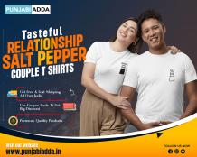 Tasteful Relationship Salt Pepper Couple T Shirt at Punjabi Adda