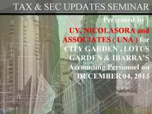 Tax and SEC Updates Seminar For UNA Clients