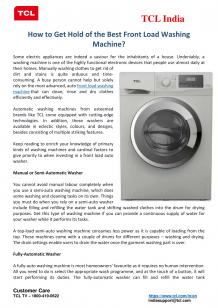 How to Get Hold of the Best Front Load Washing Machine? 