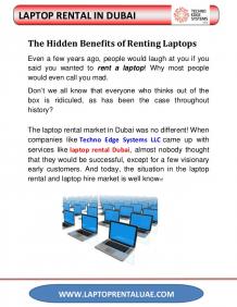 The Hidden Benefits of Laptop rental in Dubai