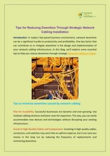 Tips for Reducing Downtime Through Strategic Network Cabling Installation | PDF