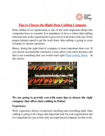 Tips to Choose the Right Data Cabling Company