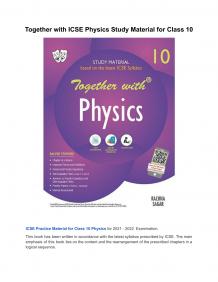 Together with ICSE Physics Study Material for Class 10