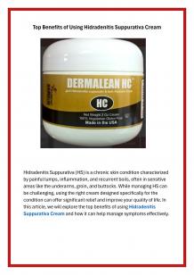 Top Benefits of Using Hidradenitis Suppurativa Cream