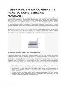 User Review on Combinette Plastic Comb Binding Machine | Visual.ly