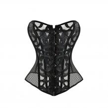 Breathable Mesh Floral Print Hollow Out Overbust Corset | Sayfutclothing