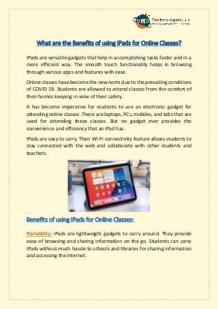 Benefits of using iPads for Online Classes