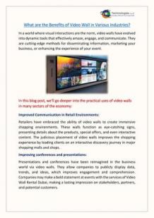 What are the Benefits of Video Walls in Various Industries?