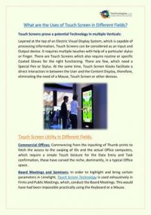What are the Uses of Touch Screen in Different Fields?