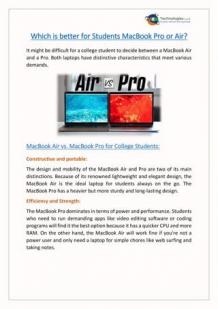 Which is Better for Students MacBook Pro or Air?