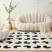 White Black Abstract Rug Contemporary New Pattern Area Floor Carpets - Warmly Home