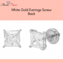 White Gold Earrings Screw Back