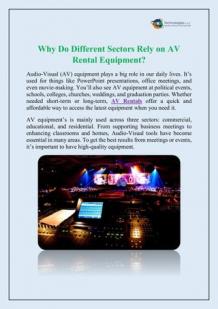 How AV Equipment Rentals Help Various Sectors?