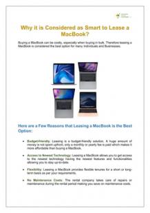 Why it is Considered as Smart to Lease a MacBook