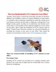 Why You Should Install CCTV Camera for Your Office?