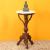 Faye End Table in Teakwood with Walnut Finish and Round Marble Top (15.5x15.5x29) - Aakriti Art Creations