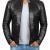 Austin PU Men&#039;s Black Cafe Racer Leather Jacket