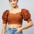 Order Puff Sleeve Eyelet Crop Top Online | Delan