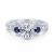 Vintage Sapphire Engagement Ring 14k - White Gold Round 3 Stones Halo Diamond 