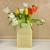 Resin Flower Vase Modern Soft Cream Color Rectangle Unique Design Flower Pot - Warmly Design