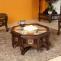Elba Coffee Table in Teakwood with Walnut Finish (24x24x12) - Aakriti Art Creations