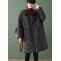 Black Hooded Winter Coat - Stylish Cotton Filled with Zippered Pockets