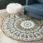 Green Floral Rug Bohemian Rustic Vintage Area Round Carpets for Living Room - Warmly Home
