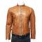 Biker Bomber Tan Leather Jacket for Men | Leatherwins