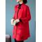 Unique Red Embroidered Wool Coat - Stand Collar and Relaxed Fit