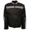 White Stripe Black Men Leather Jacket - Stinson Leathers