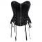 Black Faux Leather Bustier Top Zipper Overbust Corset | Sayfutclothing